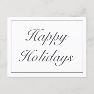 Modern Minimalist White Happy Holidays Greeting Announcement Postcard