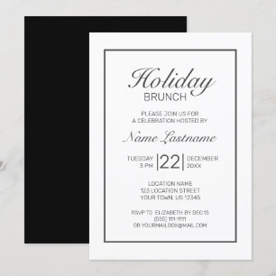 Modern Minimalist White Holiday Brunch Invitation