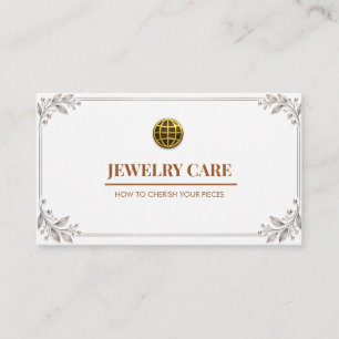 Modern Minimalist White Jewellery Care Card