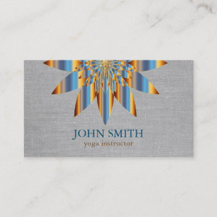 Modern Minimalist White Lotus Yoga Instructor Business Card