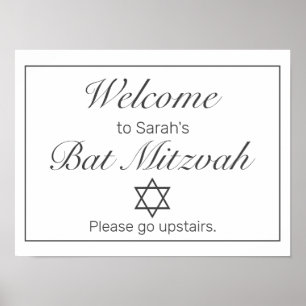 Modern Minimalist White Mitzvah Welcome Sign