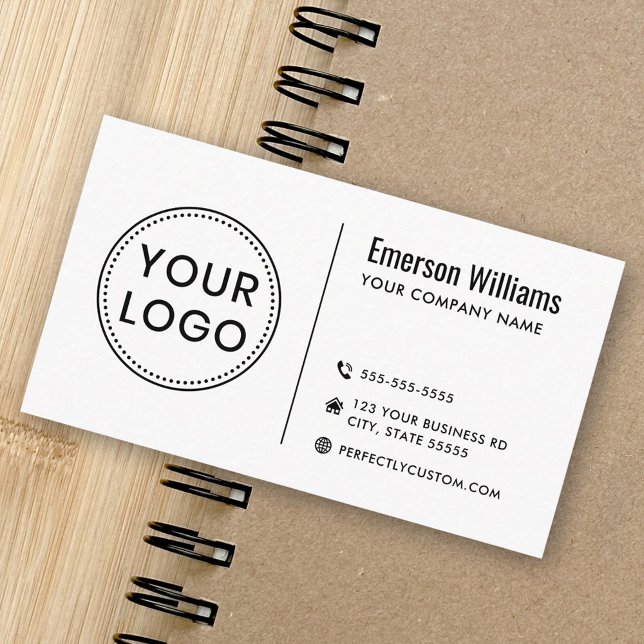 Modern minimalist white or any colour custom logo business card (Professional, white business cards with custom logo template)