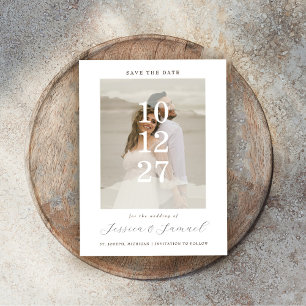 Modern Minimalist White Overlay Photo Wedding Save The Date
