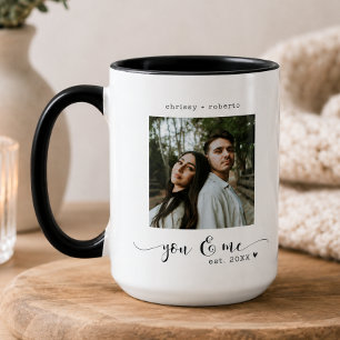 Modern Minimalist White Photo Script Mug