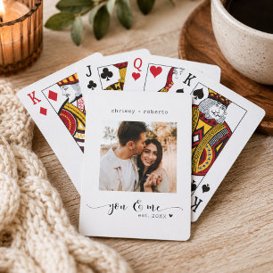 Modern Minimalist White Photo Script Playing Cards