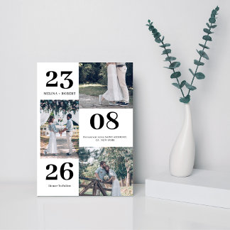 Modern minimalist white photo wedding invitation