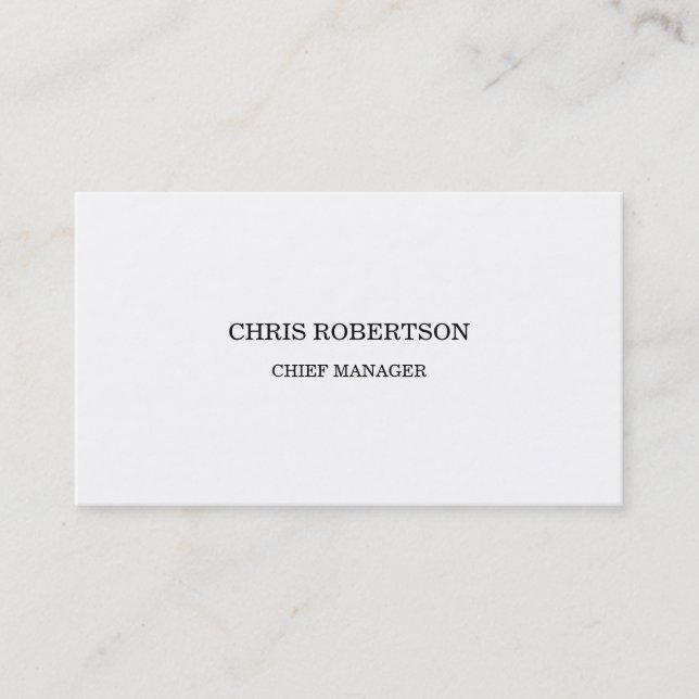 Modern Minimalist White Professional Business Card (Front)