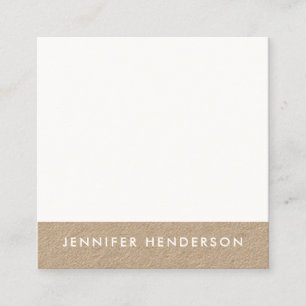 Modern minimalist white rustic kraft professional square business card