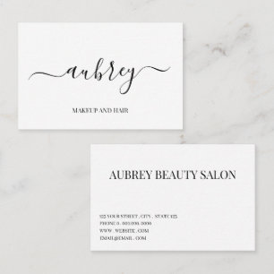 Modern minimalist white script Black Business Card