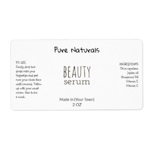 Modern Minimalist White Serum Labels