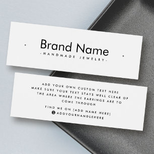 Modern minimalist white stud earring display card