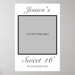 Modern Minimalist White Sweet 16 Photo Prop Poster