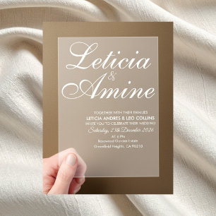 Modern Minimalist White Typographic Wedding Acrylic Invitations