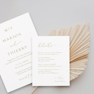 Modern minimalist white wedding detail enclosure invitation