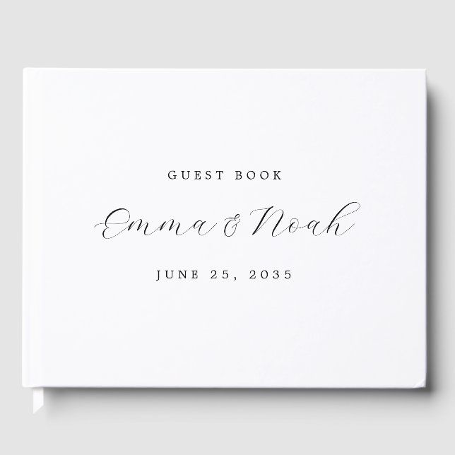 Modern Minimalist White Wedding Guest Book (Front)