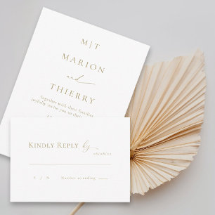 Modern minimalist white wedding RSVP Invitation