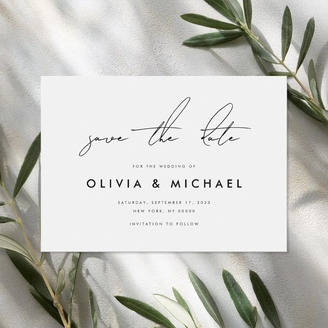 Modern Minimalist White Wedding Save the Date (Creator Uploaded)
