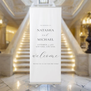Modern Minimalist White Wedding Welcome Retractable Banner