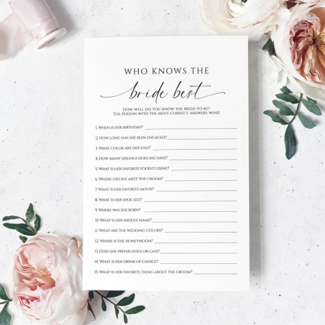 Modern Minimalist  Who Knows The Bride Best Game (Creator Uploaded)