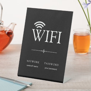 Modern Minimalist WiFi Network Password Sign Black