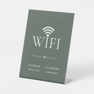 Modern Minimalist WiFi Network Password Sign Green