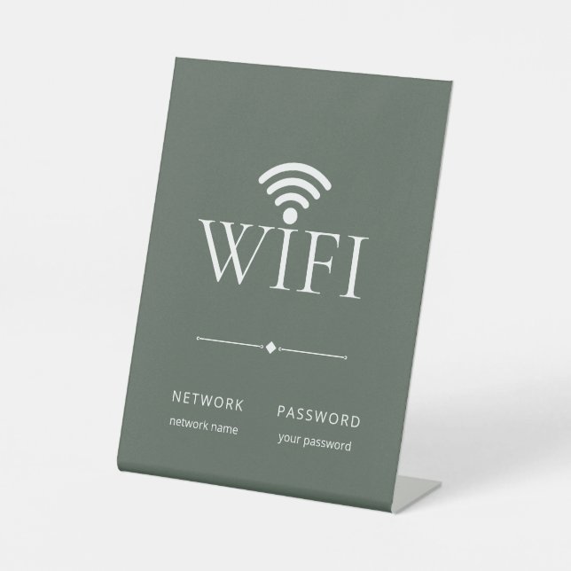 Modern Minimalist WiFi Network Password Sign Green (Front)