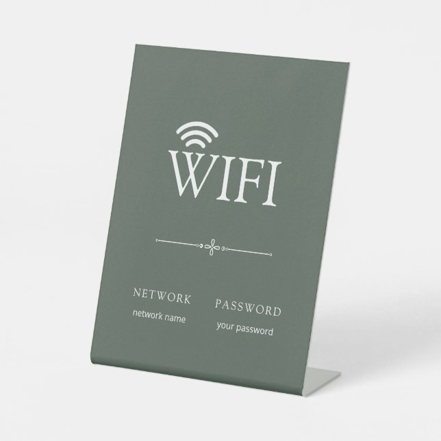 Modern Minimalist WiFi Network Password Sign Green (Front)