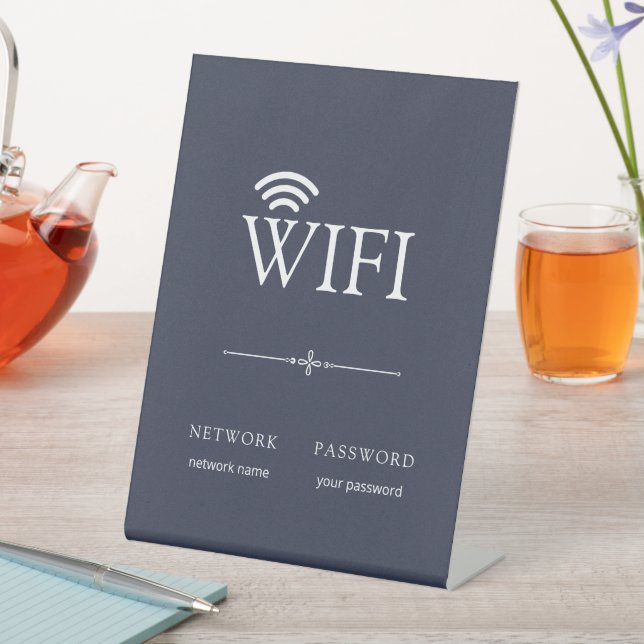 Modern Minimalist WiFi Network Password Sign Grey (In SItu)