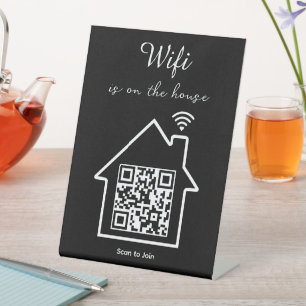 Modern Minimalist WiFi QR Code Pedestal Sign
