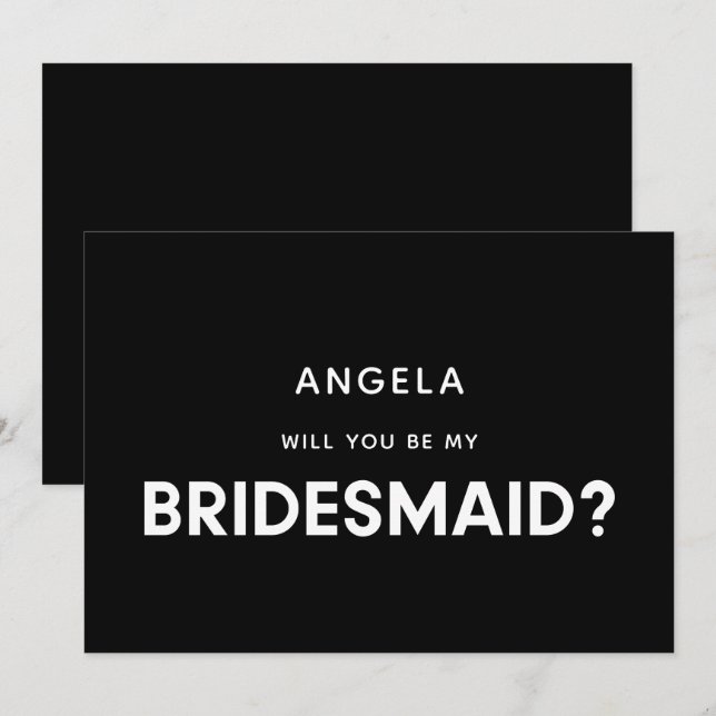 Modern minimalist will you be my bridesmaid card (Front/Back)