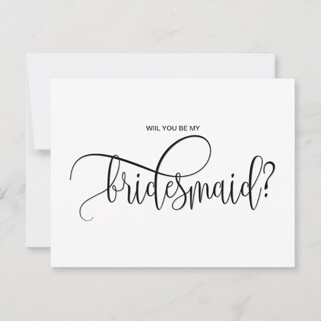 modern minimalist will you be my bridesmaid invitation (Front)