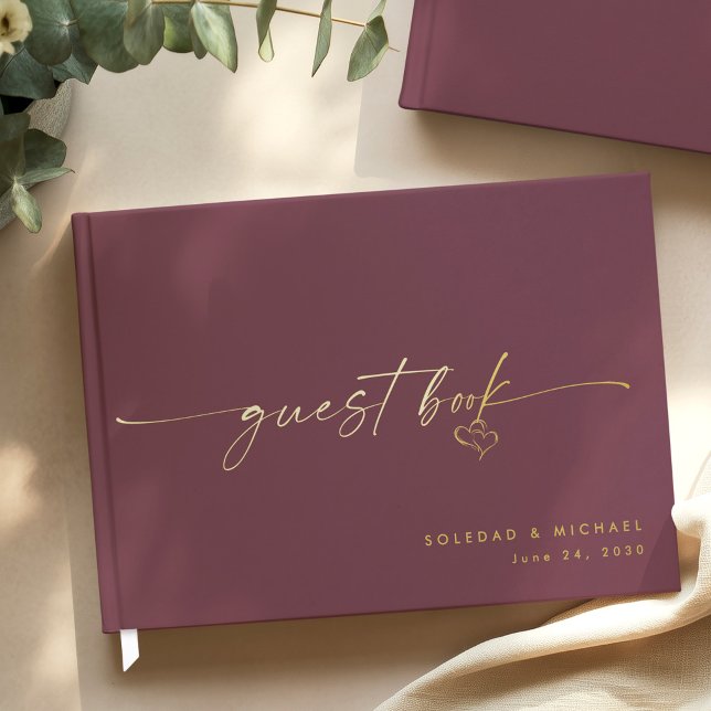 Modern Minimalist Wine Script Wedding Guest Book (Creator Uploaded)