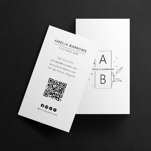Modern Minimalist with Botanical Touch Qr Code Business Card