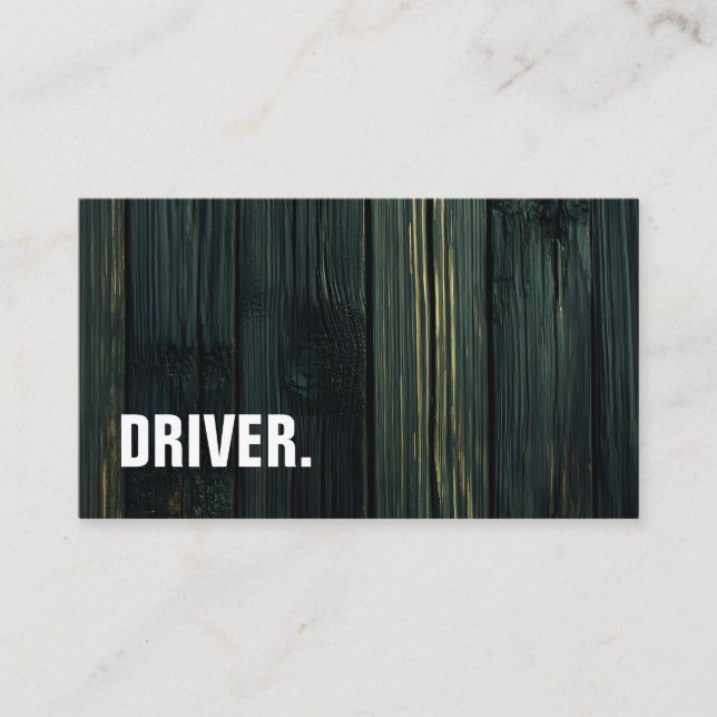 Modern Minimalist Wood board DRIVER Professional Business Card (Front)
