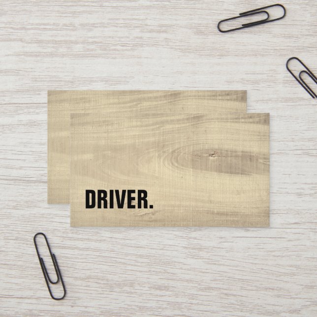 Modern Minimalist Wood board DRIVER Professional Business Card (Front/Back In Situ)