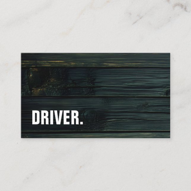Modern Minimalist Wood board DRIVER Professional Business Card (Front)
