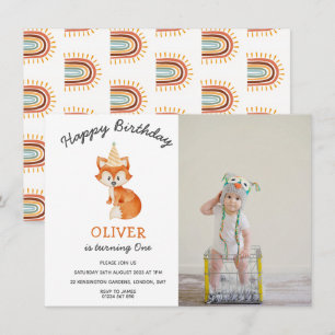 Modern Minimalist Woodland Fox first birthday