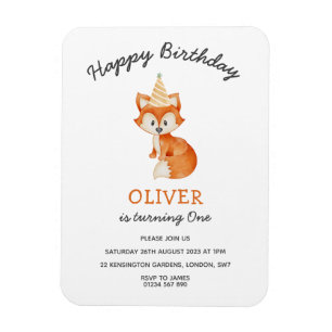 Modern Minimalist Woodland Fox first birthday Magnet