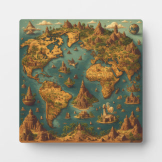 Modern Minimalist World Map Wall Art Plaque