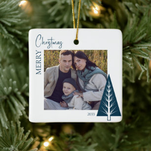 modern minimalist xmas photo christmas keepsake ceramic ornament