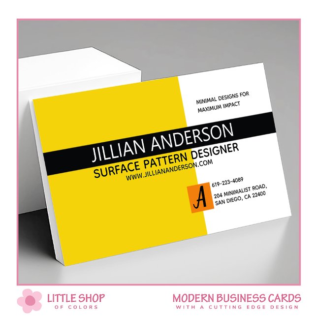 Modern Minimalist Yellow and Black Business Card (Creator Uploaded)