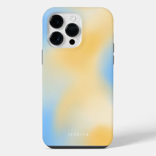 Modern Minimalist Yellow Blue Gradient Colour iPhone 14 Pro Max Case