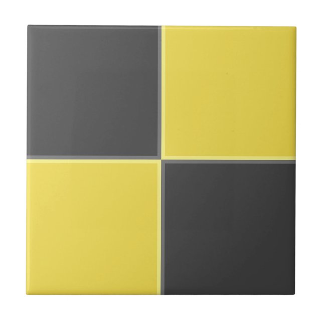 Modern Minimalist Yellow Grey Geometric Tile (Front)
