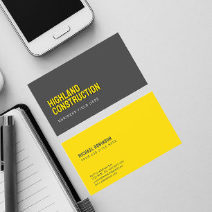 Modern Minimalist Yellow on Dark Grey Sans Serif Business Card
