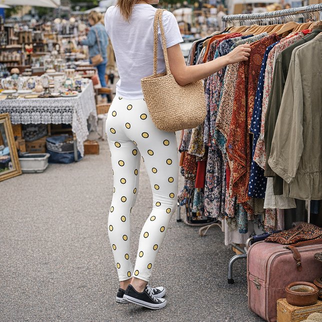 Modern Minimalist Yellow Polka Dot Pattern  Leggings (A pair of leggings with a fun yellow polka dot pattern)