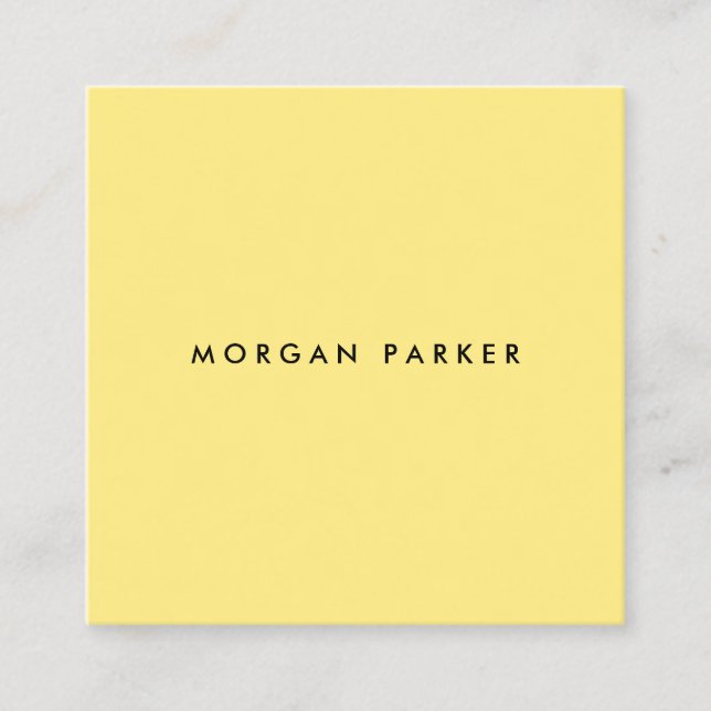 Modern Minimalist Yellow Square Square Business Card (Front)
