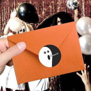 Modern Minimalistic Abstract Ghost Halloween  Classic Round Sticker