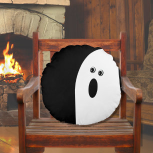 Modern Minimalistic Abstract Ghost Halloween  Round Cushion
