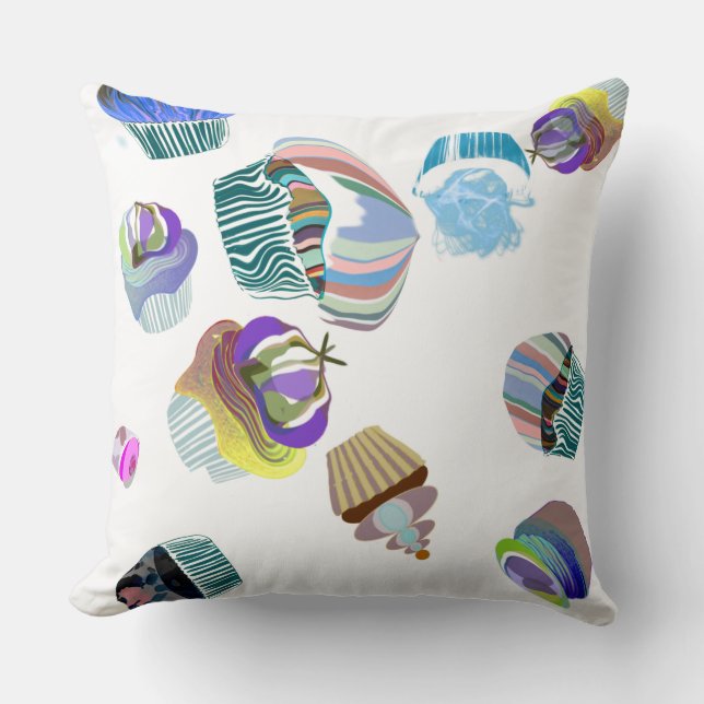 Modern minimalistic bakers blue teal green cupcake cushion (Front)