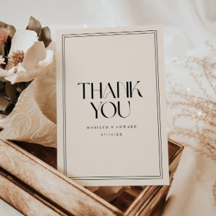 Modern Minimalistic Beige Bold Typography Wedding Thank You Card